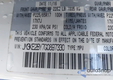 2016 Mazda Cx-5 Sport from USA, damaged, VIN JM3KE2BY7G0897330